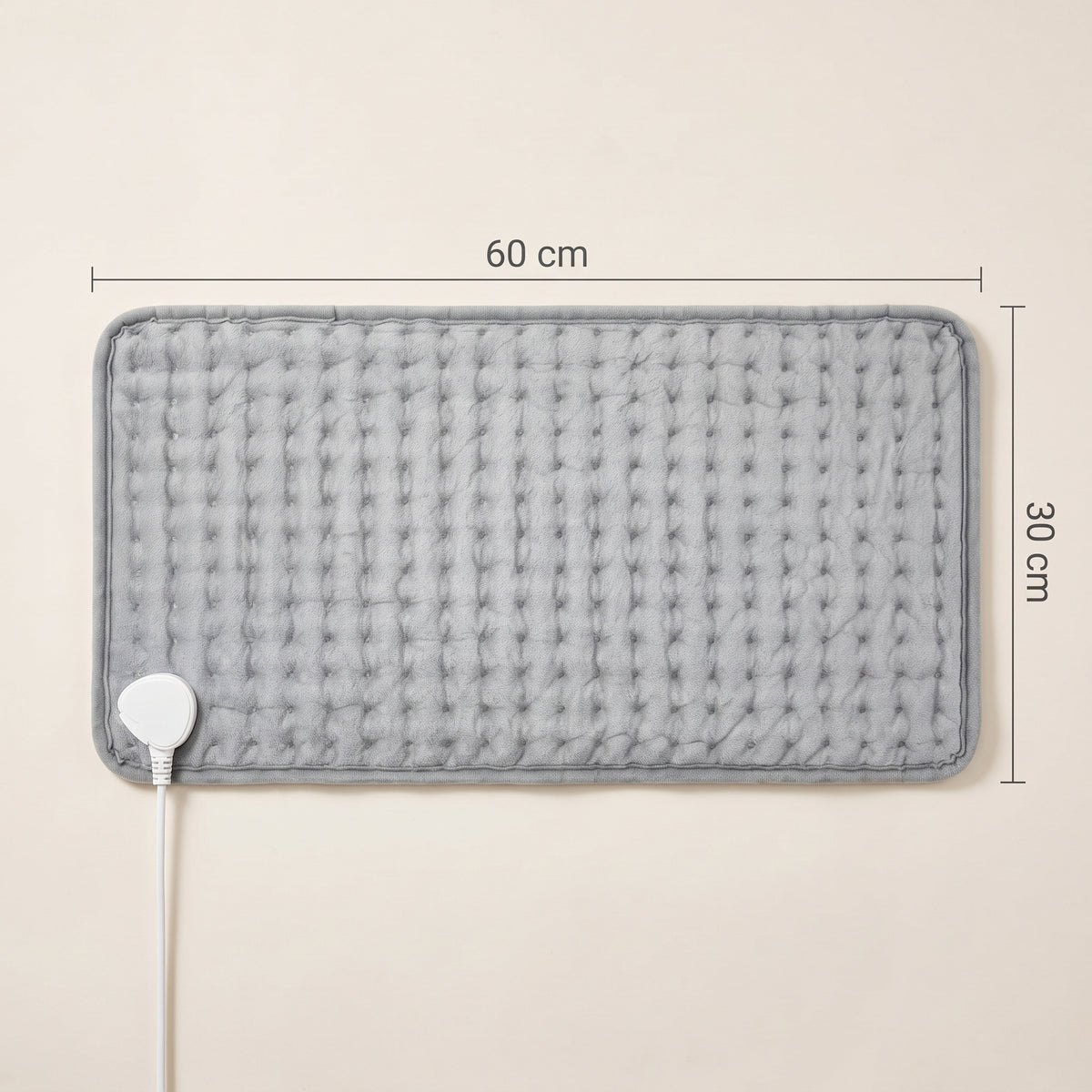 Dimensions du coussin chauffant électrique XL : 60 cm de long et 30 cm de large