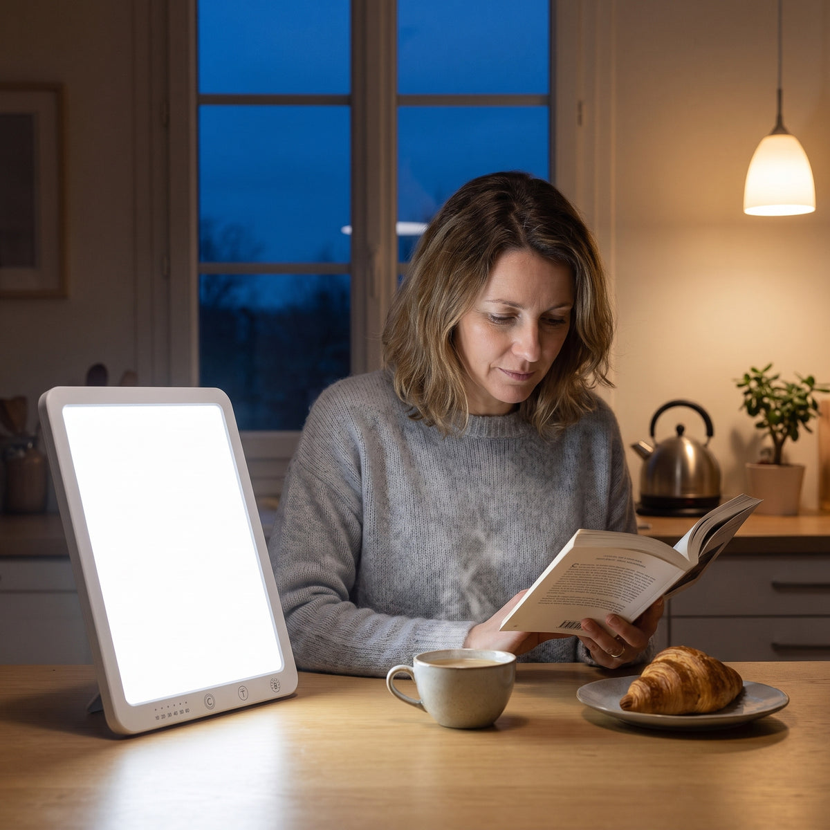 Il fait encore nuit à l'heure du café