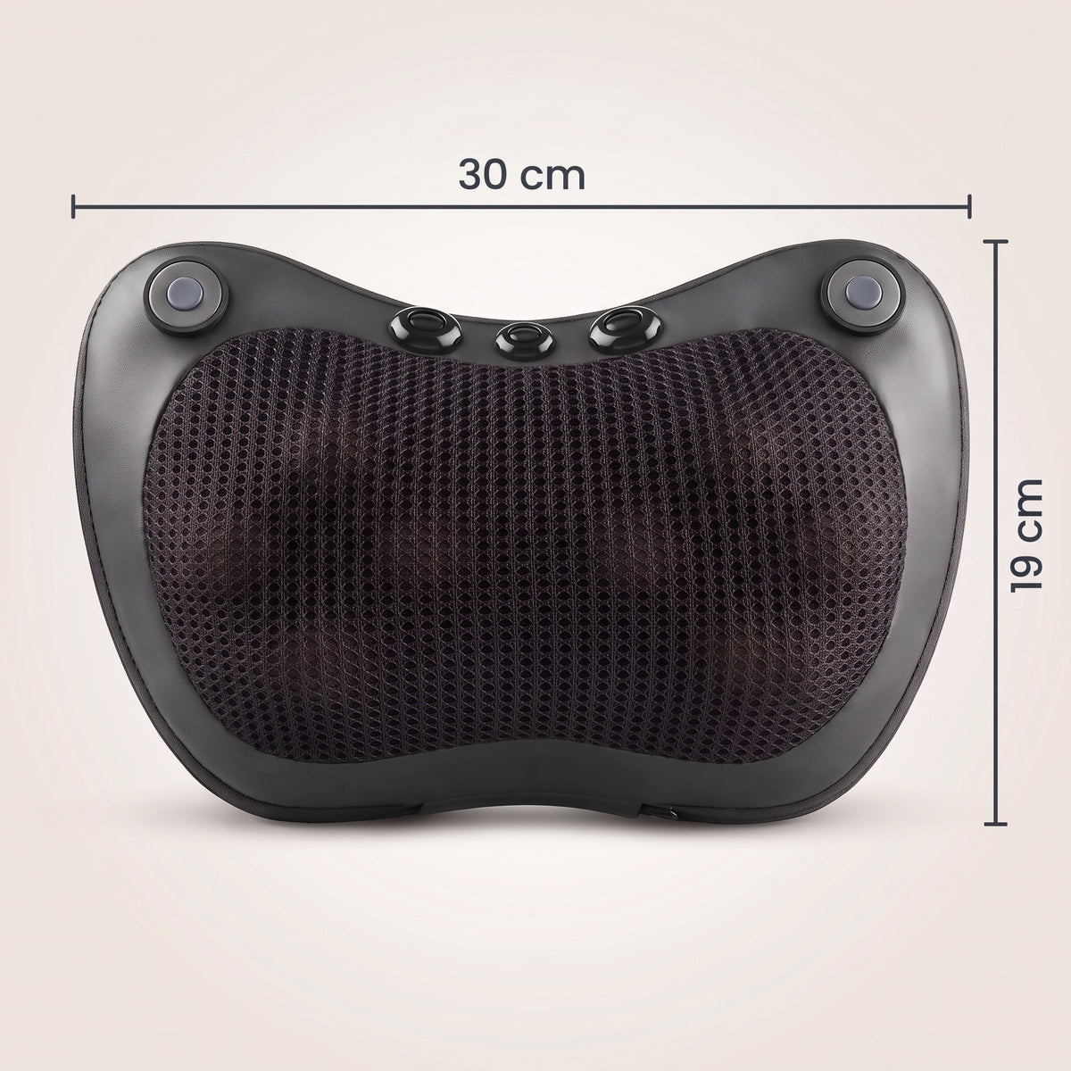 Dimensions du coussin de massage shiatsu : 30 cm de large, 19 cm de haut