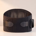 Ceinture chauffante noire fermée, doublure en maille respirante, boîtier de commande sur le côté