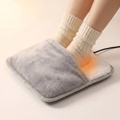 Chauffe-pieds électrique USB en peluche, chancelière chauffante taille unique, gris